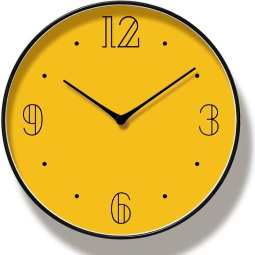 Pure Yellow Wall Clock Creative Frameless Silent Watches Nordic Fresh Personality Living Room Kitchen Decorative Wall Clock
