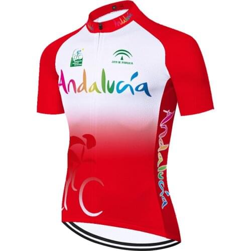 NEW 2021 laser cut proteam andalucia maillots ciclismo summer quick dry proteam short sleeve spain cycling shirt men