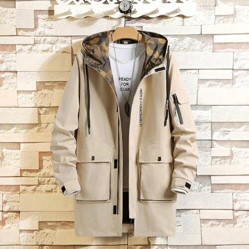 2021 New Trench Black Blue Coat MenS Overcoat Casual Windbreakers X-Long Fashion Spring Autumn Jackets