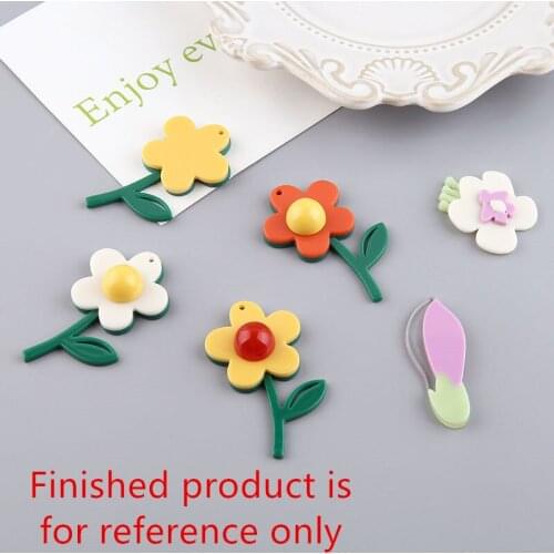 New style 30pcs/lot color print cartoon flowers shape acrylic beads diy jewelry earring/garment accessory