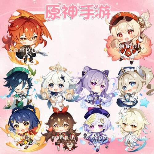 Wholesale Price Cute Anime Keychain Genshin Impact Venti Paimon Diluc Klee Key Chain Cute Bag Charm Pendant Acrylic Key Ring Gif