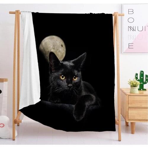 2020 Black cat animal Custom blankets Large and small size throw blanket tapestry sleeping blanket flannel blanket bedding