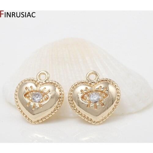 14k Gold Plated Eye Pattern Design Heart Shaped Pendants Charms For Jewellery Making DIY Earrings Necklaces Pendant Accessories