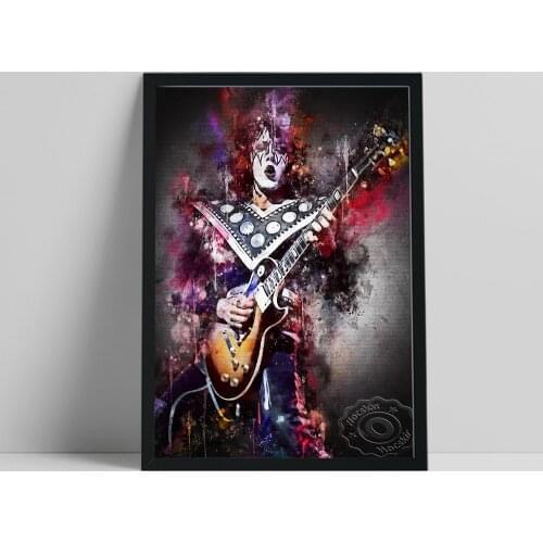 Ace Frehley Poster, Kiss Rock Band Guitarist Fans Collect Colored Drawing Art Prints, Figure Portraiture Wall Picture Wall Decor