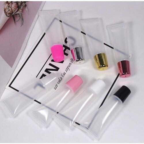 Print Your Logo 10ml Empty Lipstick Tube Lip Balm Soft Makeup Squeeze Sub-bottling,Refillable Plastic Lip Gloss Container