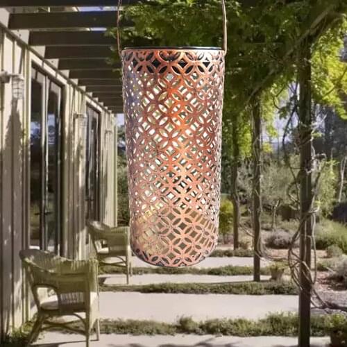 Garden LED Light Solar Powered Hollow Out Lantern Patio Lawn Pathway Decor