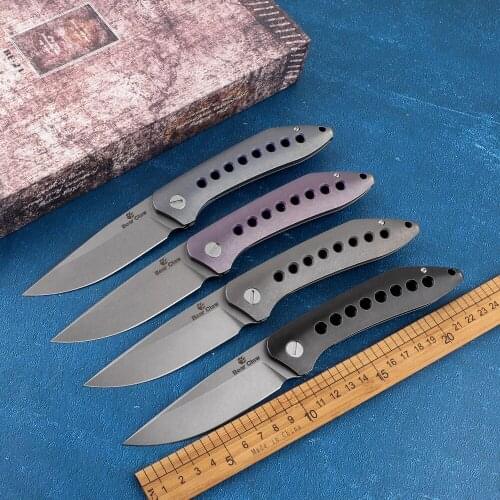 Bear claw flying shark folding knife s35vn blade titanium handle pocket knife outdoor camping hunting survival pocket fruit knif