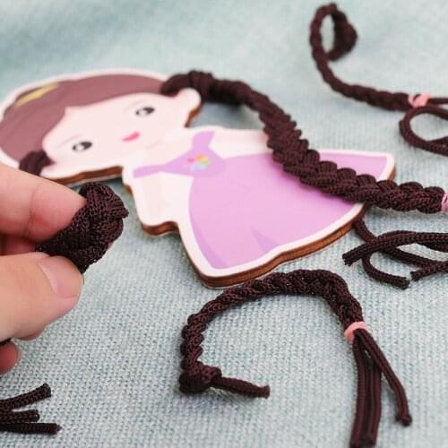Kindergarten Supplies Montessori Wooden Handmade Braiding Hair Game Girl Toy Daycare Children Early Training Education Baby Gift