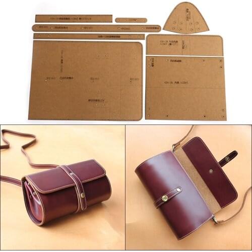 1Set DIY Kraft Paper Template New Shoulder Messenger Bag Cylinder Bag Leather Craft Pattern DIY Stencil Sewing Pattern 23*10.5cm