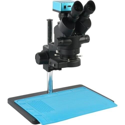 UHD 4K SONY IMX334 HDMI Video Industrial Camera 3.5X-90X Simul-focal Trinocular Stereo Microscope 144LED For PCB Soldering