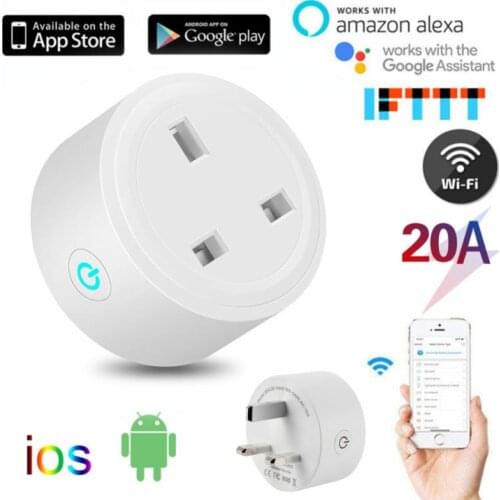 20A UK Plug Smart Power Socket Phone APP WIFI Bluetooth-compatible Wireless Remote Socket Timer Plug Home Fire Retardant Sockets