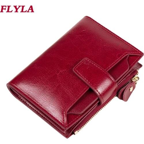 New Retro Oil Wax Cowhide Short Genuine Leather Wallet Women Zipper Cute Small Coin Purse for Women