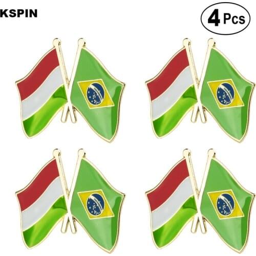 Hungary & Brazil Friendship Flag Pin Lapel Pin Badge Brooch Icons 4pcs