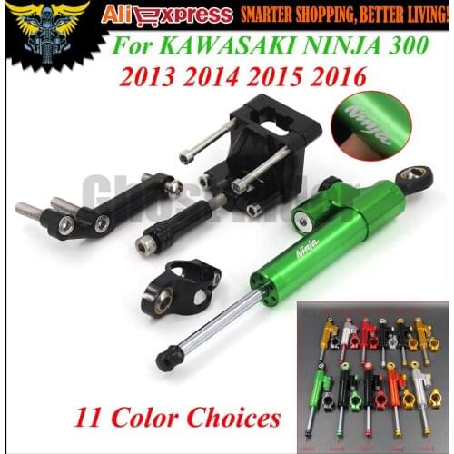 1 Set Motorcycle CNC adjustable Linear Reversed Steering Damper with bracket Support For KAWASAKI NINJA 300 2013 2014 2015 2016