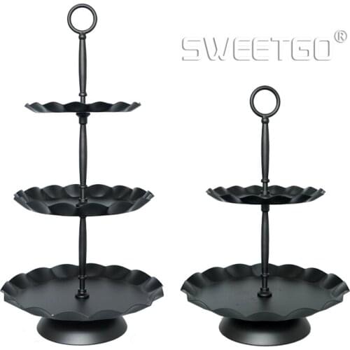 1 Pcs European Black Iron 2 / 3 Tier Fruits Cakes Desserts Plate Stand for Wedding Party Cakecups #1500230