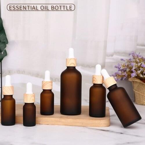 10pcs New Dropper Bottle Tubes Frosted Amber Glass Aromatherapy Refillable Bottle For Essential Massage Oil Pipette Container