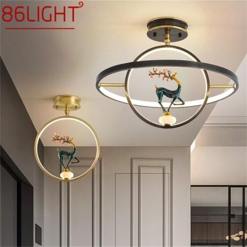 86LIGHT Brass Ceiling Light Modern Luxury Jade Lamp Fixtures LED Creative Home For Dining Room Decoration