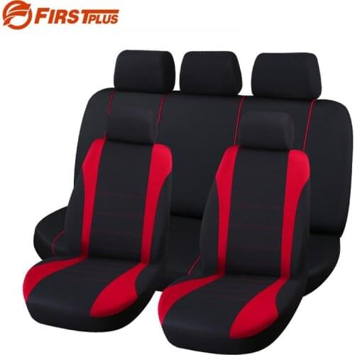 9 Set Full Seat Covers Universal Fit Elastic Polyester Car Crossovers Front Back Seat Cover Auto Chair Car Styling Red Gray