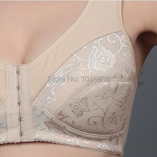 Push up front 5 button big chest Wireless cotton Bra underwear sexy lace bralette plus size women girl sleepping underwear C3-5