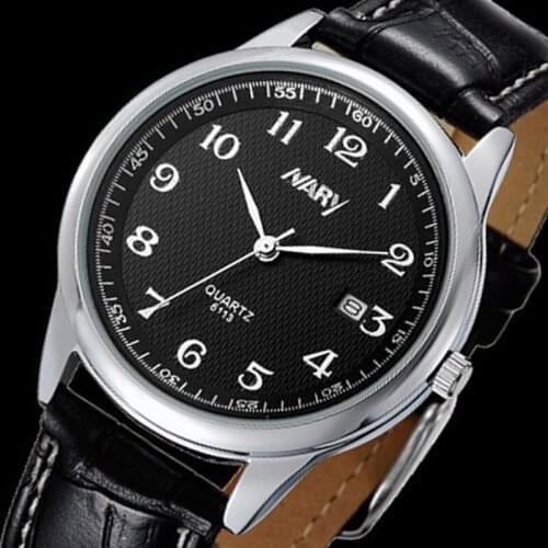 Nary Top Brand Watch Fashion Casual Men Watches Leather Band Auto Date Quartz Wristwatches Clock Montre Homme Relogio Masculino