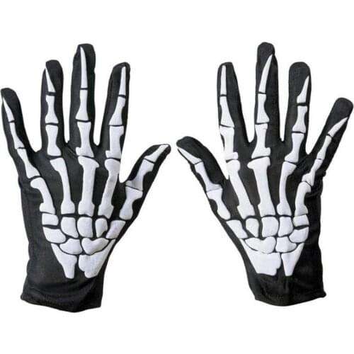 Skeleton Bone Gloves Men Women Horror Skull Claw Goth Ghost Cosplay Full Finger Black Glove Party Halloween