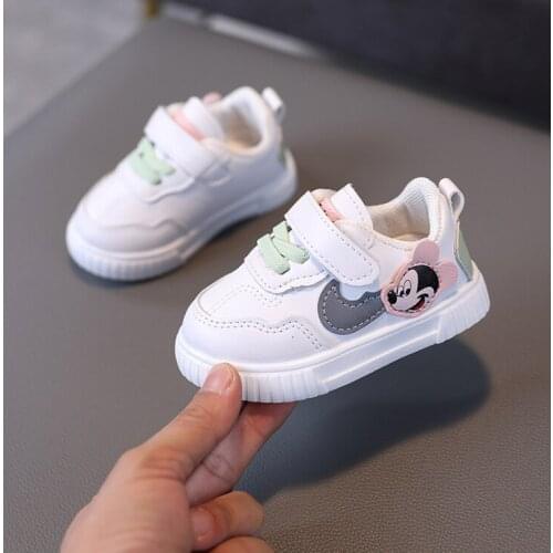 Disney New Spring Children Shoes for Girls Sport Shoes Fashion Breathable Baby Shoes Soft Bottom Non-slip Casual Sneakers
