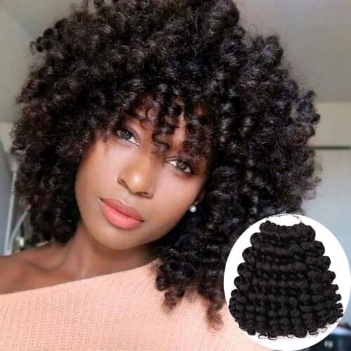 ELEGANT MUSES 8'' 20strands Jumpy Wand Curl Braids Jamaican Bounce Crochet Braid Synthetic Braiding Hair Extension For Woman