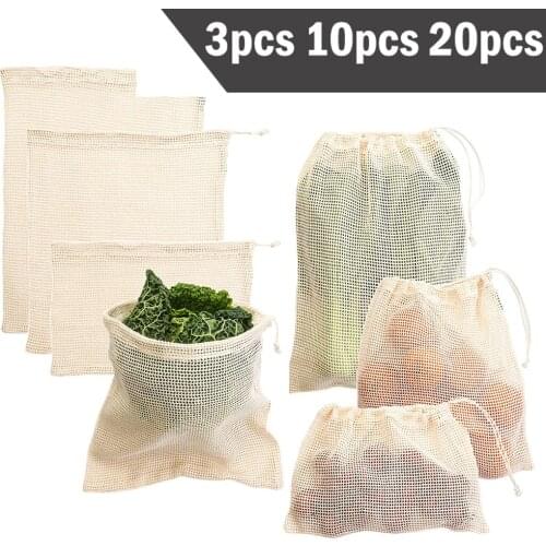 3 6 10pcs Reusable Produce Bags Set Eco Bag Cotton Mesh Vegetable Bags for Fruit Vegetable Storage Bags Reusable Shopping Bag
