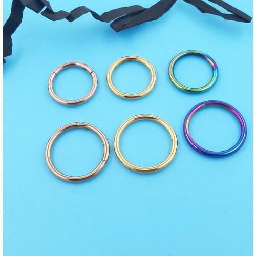 JHJT 16G 8/10mm Hinged Segment Nose Rings Stainless Steel Clicker Ear Cartilage Tragu Helix Lip Piercings Unisex Fashion Jewelry