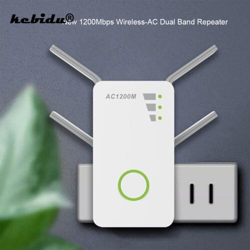 Kebidu 2.4GHz 5GHz Dual Band AP 1200Mbps Wireless Wifi Repeater Range AC Extender Repeater Router WPS With 4 External Antennas