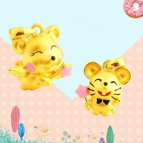 KOFSAC Cute 925 Sterling Silver Necklace For Girl Boy Jewelry Magic Mouse Gold Pendant Necklace Women Fashion Birthday Present