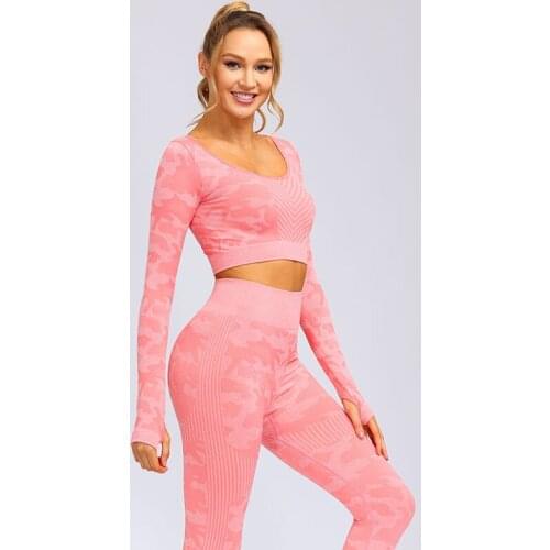 New sports yoga suit, long-sleeved top + pants two-piece suit