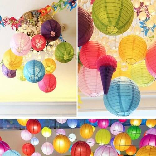 Round 10/15/20/25/30/35/40CM Chinese Pom Poms Tissue Paper Lantern Hanging Paper Ball Lampion Ball Wedding Party DIY Decorations