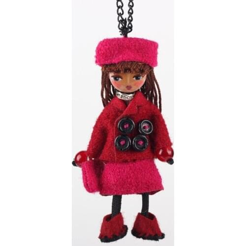 Bonsny Handmade Doll Necklace Long Dress Charm Alloy Pendant 2016 Fashion Jewelry For Women Charm Collar Accessories