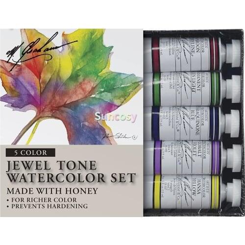 M. Graham Tube Watercolor Paint Jewel Tone 5-Color Set, 1/2-Ounce,15ml