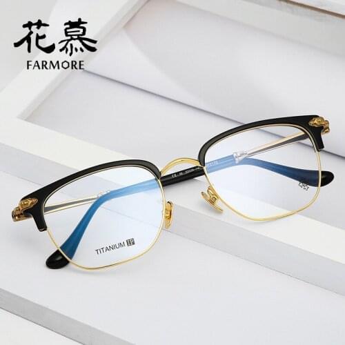Pure Titanium Glasses Rim Mens Factory Large Frame Glasses with Myopic Glasses Option Glasses Frame Women Plain Glasses