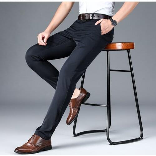 Mens Fashion Trousers 2020 Classic Office Pants For Mens Black Pants Grey Casual Business Pants Mens Work Trousers Large Size