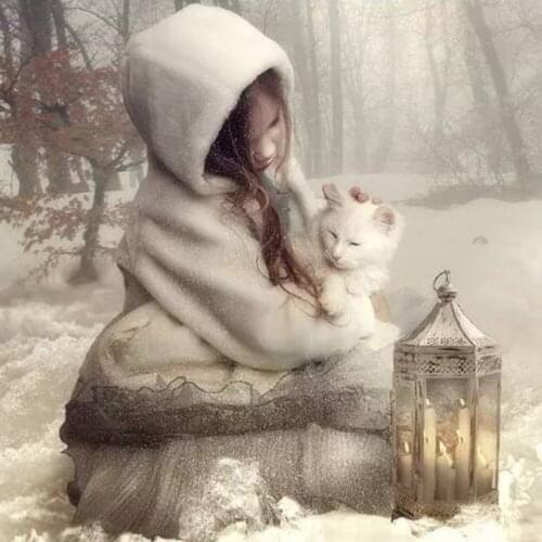 Dpsupr Full Square/Round Drill 5D DIY Diamond Painting "Girl wolf" 3D Embroidery Cross Stitch 5D Home Decor VA11