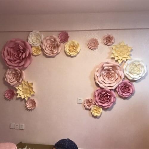 Window setting wall set combination decorative handmade paper flowers flower ornament decoration supplies big fake flowers