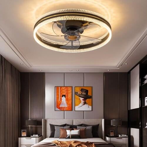Nordic crystal led lamp with ceiling fan without blades bedroom ceiling fan with remote control ceiling fans with light fixture