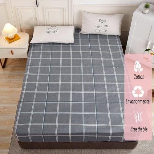 [New product] 1pcs 100%Cotton Printed Fitted Sheet Mattress Cover Four Corners With Elastic Band Bed Sheet