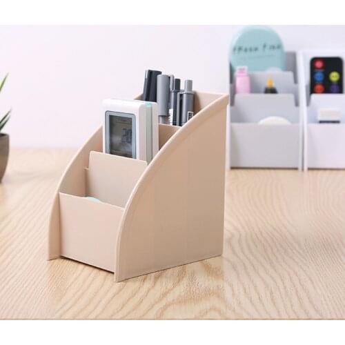 3 Grid Remote Control Box Cosmetics Desktop Storage Case Stand Holder Home Office Stationery Phone Organizer