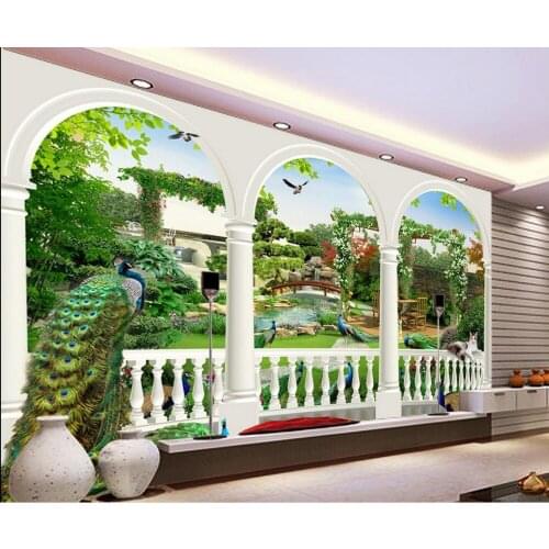 Peacock Fantasy 3d TV backdrop bird garden 3d room wallpaper landscape 3d mural paintings