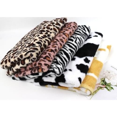 Rabbit-like Plush Fabric Animal Pattern Printed Cloth Sheets Apparel Sewing Materials Home Textile DIY Crafts Supplies 45*150cm