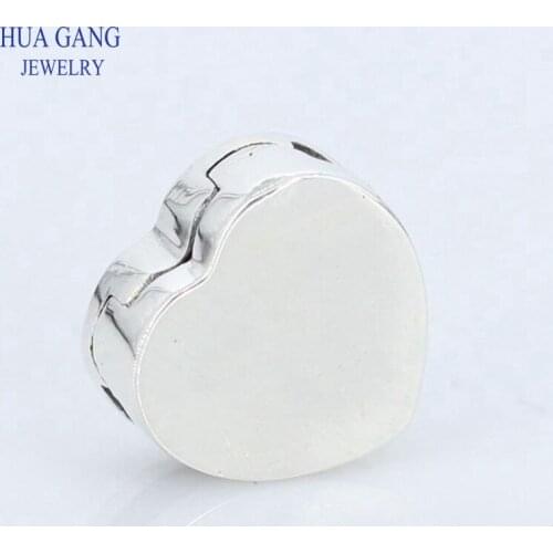 Authentic 925 Sterling Silver Reflexions Heart Clip Charm Beads Fits Original Brand Bracelet Argent DIY Jewelry Making
