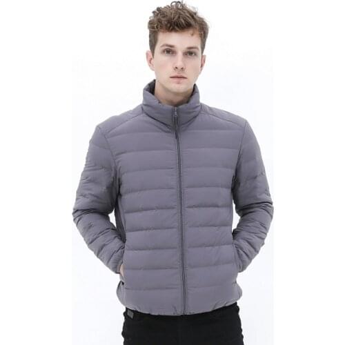 Winter Autumn Warm Down Outerwear Coat Man Stand-Up Collar Puffer Jacket Soft Matt Waterproof Fabric Down Jackets Seamless