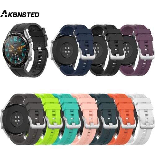 AKBNSTED 20mm 22mm Silicone Watch Strap For Huawei Watch GT Watch Replacement wristband Accessories used For Huawei GT Watch