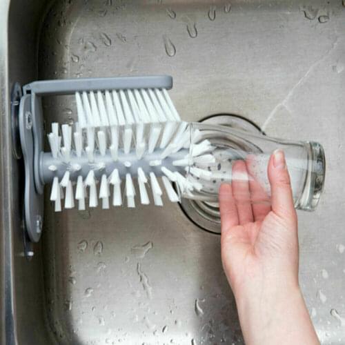 1pcs Rotating Cup Bottles Cleaning Brush Suction Wall Lazy Cup Brushes Glass Cleaning Creative Kitchen Tools Household Artifact
