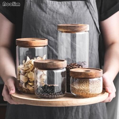 NOOLIM Glass Sealed Cans Kitchen Food Storage Tank Coffee Beans Grain Dried Fruit Tea Snack Transparent Storage Jar With Lid