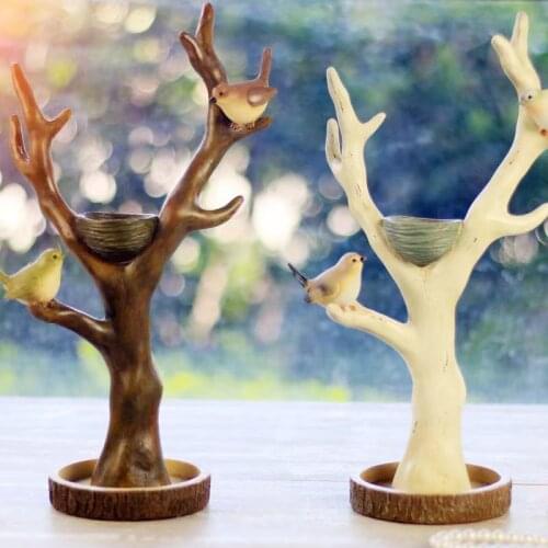 European Retro Couple Bird Jewelry Rack Jewelry Storage Box Display Stand Decoration Ornamental Resin Crafts Ornaments